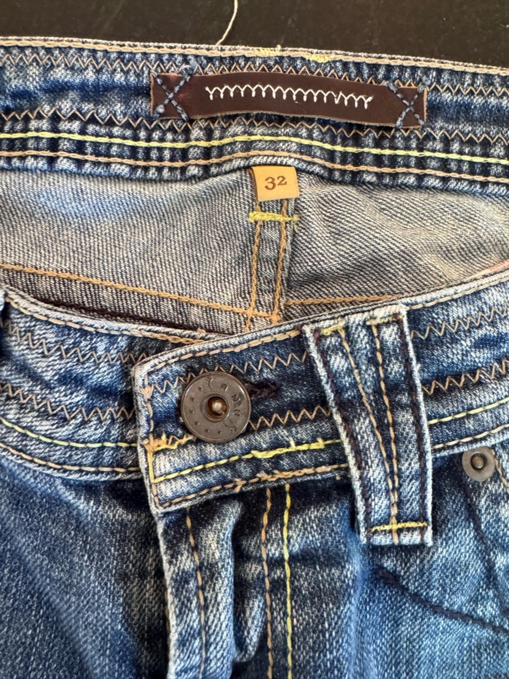 Yanuk Medium Blue Distressed Boot-Cut Jeans